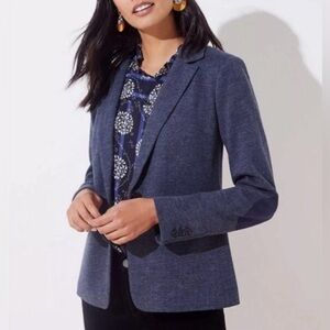 Ann Taylor Loft blue cotton blend blazer with elbow patches 4
